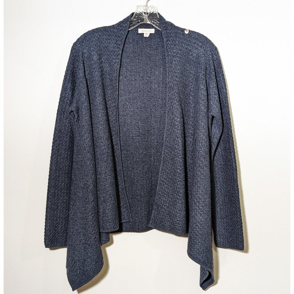 Garnett Hill Cardigan Cashmere Blue Textured Asymmetrical Woman’s Size Small